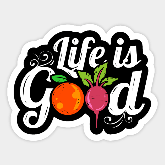 Orange And Radish Veggies Logo Life Is Good For A Vegan Sticker by SinBle